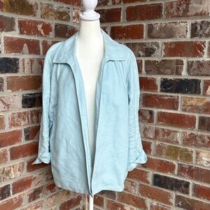 Talbots Irish Linen Light Blue Women's Open-Front Jacket 1x